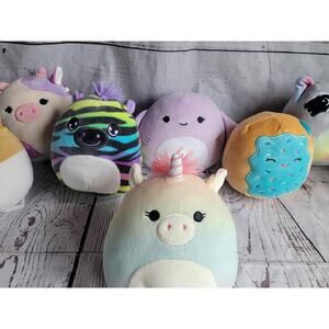 squishmallow Lot Of 8 5 Inch Plush Sting Ray Unicorn Zebra Elephant Cowpop Tart